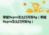 荣耀9xpro怎么打开双4g（荣耀9xpro怎么打开双4g）
