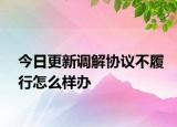 今日更新调解协议不履行怎么样办