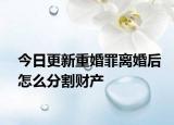 今日更新重婚罪离婚后怎么分割财产