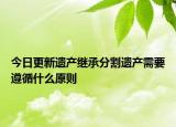 今日更新遗产继承分割遗产需要遵循什么原则