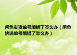 闲鱼发货单号填错了怎么办（闲鱼快递单号填错了怎么办）
