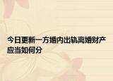 今日更新一方婚内出轨离婚财产应当如何分