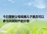 今日更新父母离婚儿子是否可以参与共同财产的分割