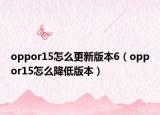 oppor15怎么更新版本6（oppor15怎么降低版本）
