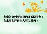 淘宝怎么判断自己的评价是匿名（淘宝匿名评价别人可以看吗）