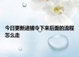 今日更新逮捕令下来后面的流程怎么走