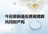 今日更新退伍费离婚算共同财产吗