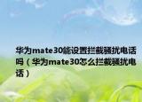华为mate30能设置拦截骚扰电话吗（华为mate30怎么拦截骚扰电话）