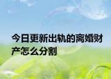 今日更新出轨的离婚财产怎么分割