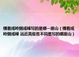 横看成岭侧成峰写的是哪一座山（横看成岭侧成峰 远近高低各不同是写的哪座山）
