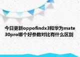 今日更新oppofindx3和华为mate30pro哪个好参数对比有什么区别