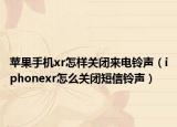 苹果手机xr怎样关闭来电铃声（iphonexr怎么关闭短信铃声）