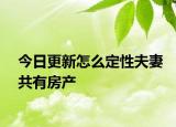 今日更新怎么定性夫妻共有房产