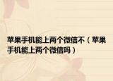 苹果手机能上两个微信不（苹果手机能上两个微信吗）