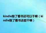 kindle除了看书还可以干嘛（kindle除了看书还能干嘛）
