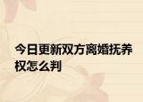 今日更新双方离婚抚养权怎么判
