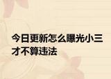 今日更新怎么曝光小三才不算违法
