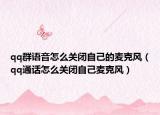 qq群语音怎么关闭自己的麦克风（qq通话怎么关闭自己麦克风）