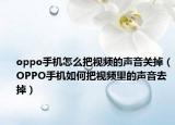 oppo手机怎么把视频的声音关掉（OPPO手机如何把视频里的声音去掉）