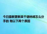 今日最新更新吴千语林峰怎么分手的 有以下两个原因