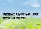 微信音频怎么保存到手机（微信音频怎么保存到手机）