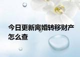 今日更新离婚转移财产怎么查