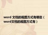 word 文档的视图方式有哪些（word文档的视图方式有）