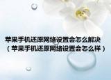 苹果手机还原网络设置会怎么解决（苹果手机还原网络设置会怎么样）