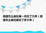 微信怎么查社保一共交了几年（微信怎么查社保交了多少年）