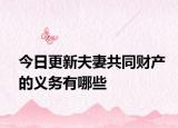 今日更新夫妻共同财产的义务有哪些