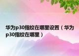 华为p30指纹在哪里设置（华为p30指纹在哪里）