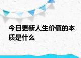 今日更新人生价值的本质是什么