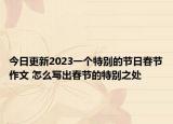 今日更新2023一个特别的节日春节作文 怎么写出春节的特别之处