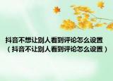 抖音不想让别人看到评论怎么设置（抖音不让别人看到评论怎么设置）
