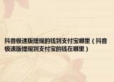 抖音极速版提现的钱到支付宝哪里（抖音极速版提现到支付宝的钱在哪里）