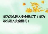 华为怎么进入安全模式了（华为怎么进入安全模式）