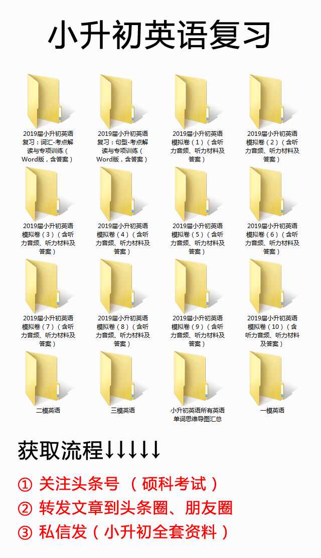2019小升初英语复习试卷及答案（word版、附答案、可打印）速藏！
