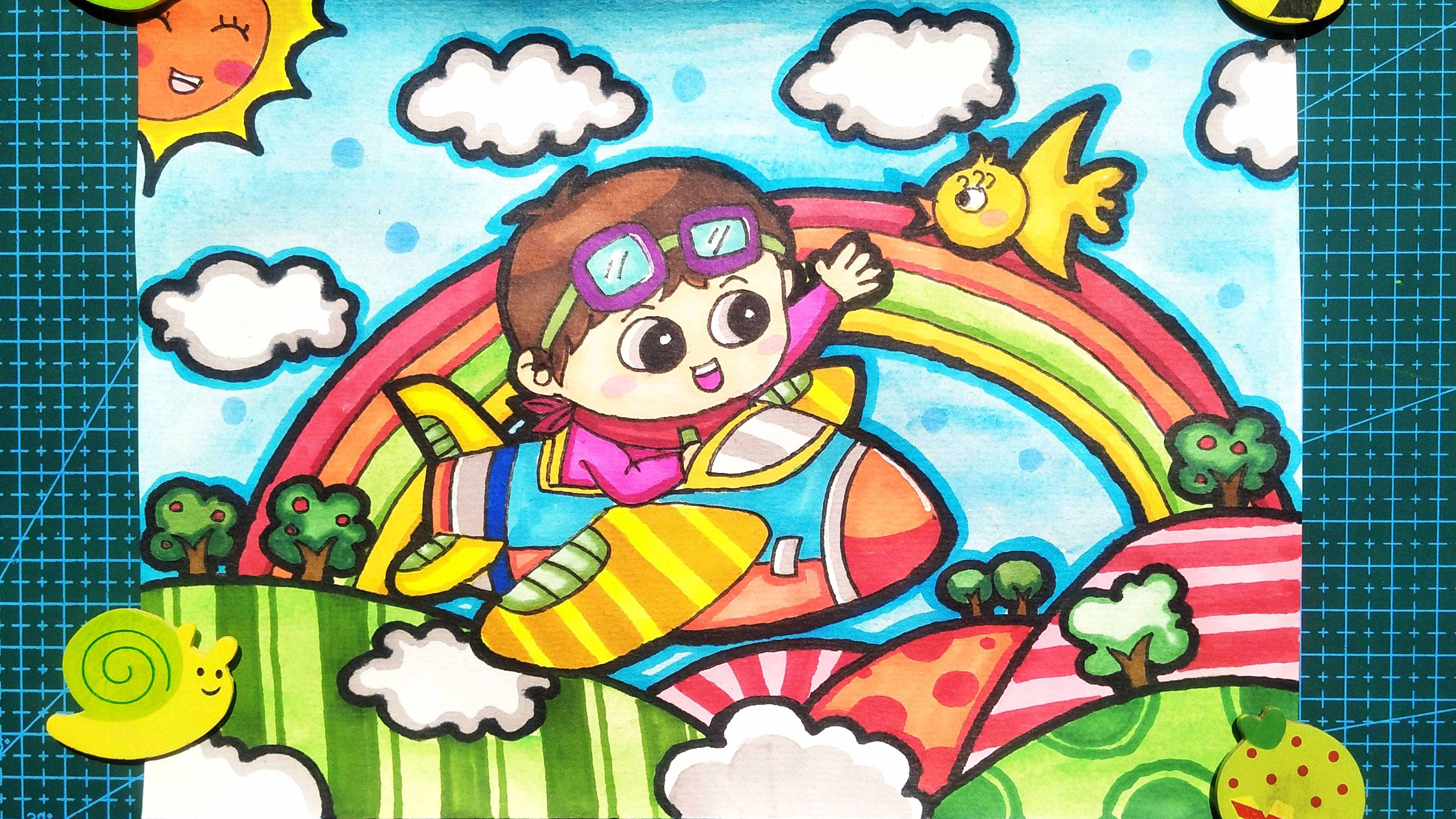 创意美术主题画丨我的梦想丨小小飞行员