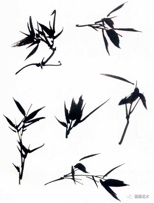 图文教程：写意墨竹枝叶组合画法