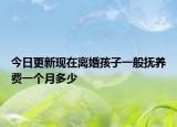 今日更新现在离婚孩子一般抚养费一个月多少
