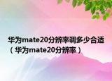 华为mate20分辨率调多少合适（华为mate20分辨率）