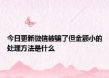 今日更新微信被骗了但金额小的处理方法是什么