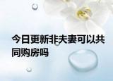 今日更新非夫妻可以共同购房吗
