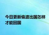今日更新偷渡出国怎样才能回国