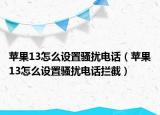 苹果13怎么设置骚扰电话（苹果13怎么设置骚扰电话拦截）