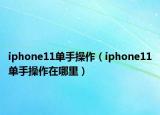 iphone11单手操作（iphone11单手操作在哪里）