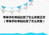 苹果手机号码拉黑了怎么恢复正常（苹果手机号码拉黑了怎么恢复）