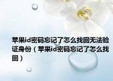 苹果id密码忘记了怎么找回无法验证身份（苹果id密码忘记了怎么找回）