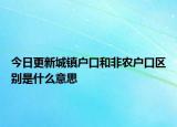 今日更新城镇户口和非农户口区别是什么意思