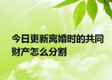 今日更新离婚时的共同财产怎么分割